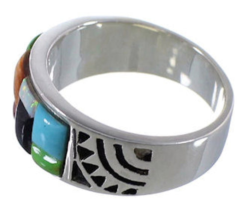 Multicolor Sterling Silver Jewelry Southwest Ring Size 6-3/4 AX37590